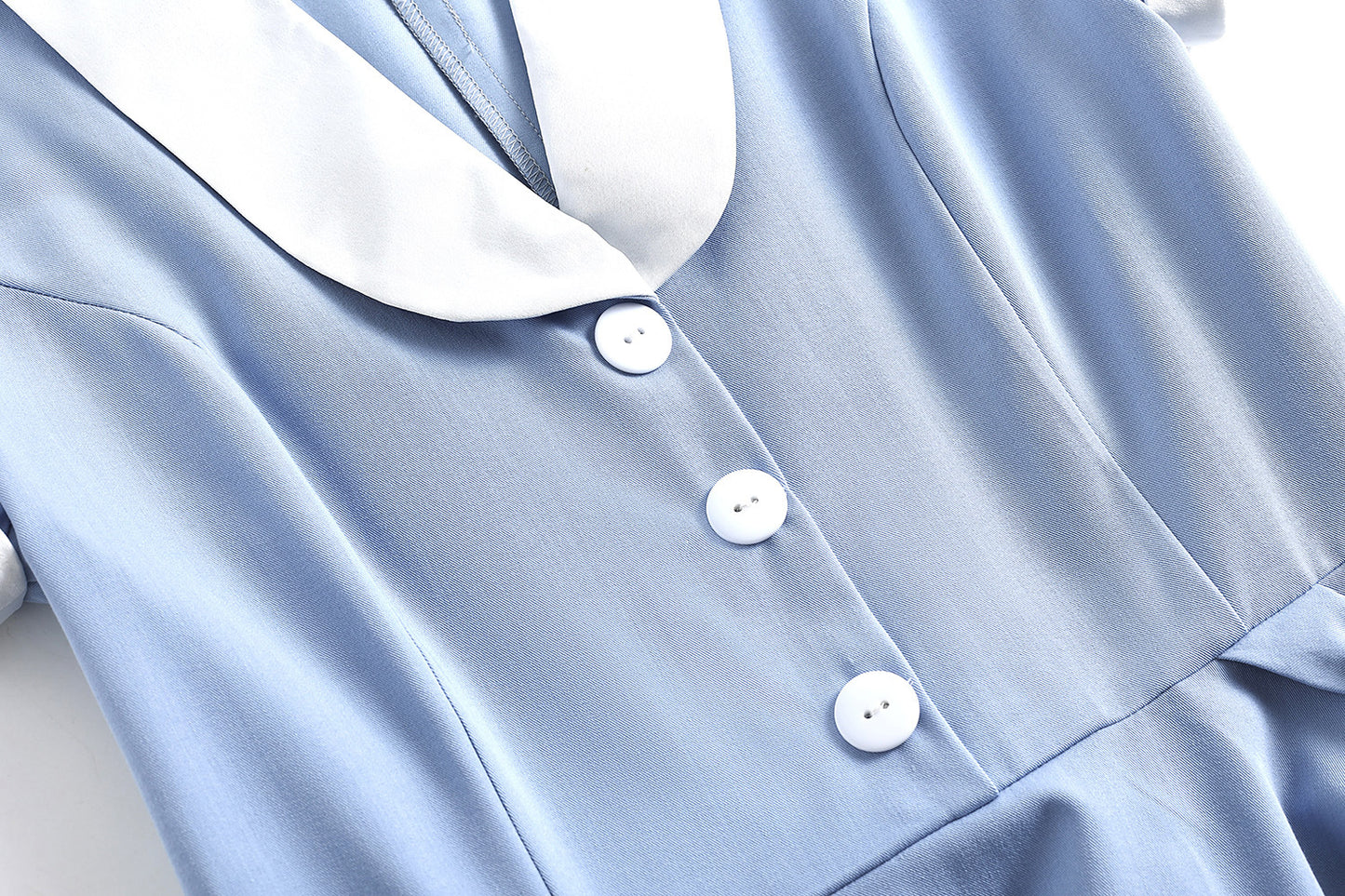 1950S Light Blue Retro Belted Short Sleeve Vintage Dress