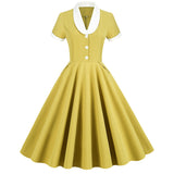 1950S Light Blue Retro Belted Short Sleeve Vintage Dress