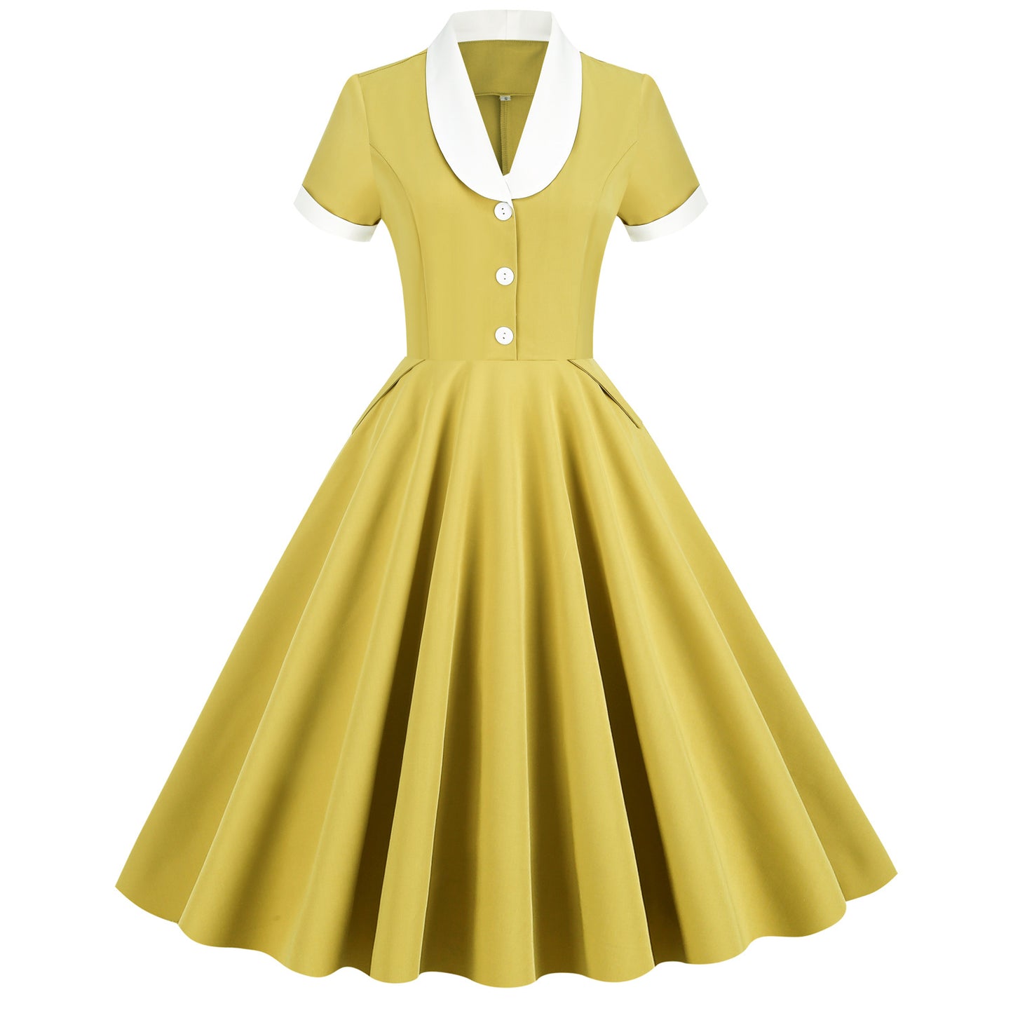 1950S Light Blue Retro Belted Short Sleeve Vintage Dress