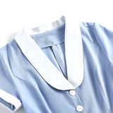 1950S Light Blue Retro Belted Short Sleeve Vintage Dress