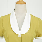 1950S Light Blue Retro Belted Short Sleeve Vintage Dress