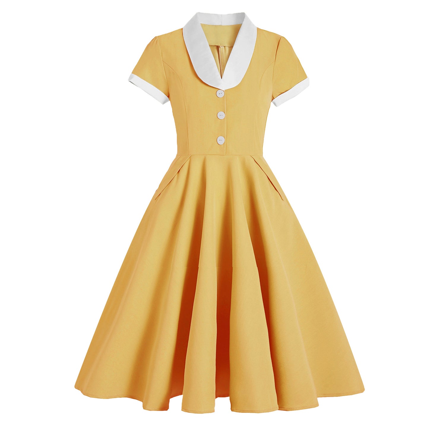 1950S Light Blue Retro Belted Short Sleeve Vintage Dress
