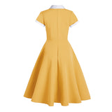 1950S Light Blue Retro Belted Short Sleeve Vintage Dress