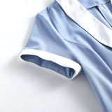 1950S Light Blue Retro Belted Short Sleeve Vintage Dress