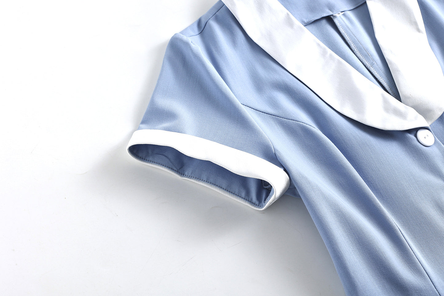1950S Light Blue Retro Belted Short Sleeve Vintage Dress