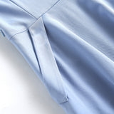 1950S Light Blue Retro Belted Short Sleeve Vintage Dress