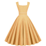 1950S Light Blue Retro Belted Sleeveless Vintage Swing Dress