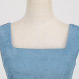 1950S Light Blue Retro Belted Sleeveless Vintage Swing Dress