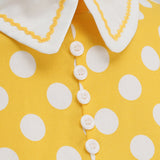 1950S Light Blue Retro Polka Dot Short Sleeve Vintage Dress