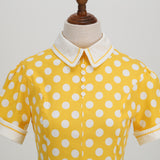 1950S Light Blue Retro Polka Dot Short Sleeve Vintage Dress