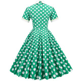 1950S Light Blue Retro Polka Dot Short Sleeve Vintage Dress