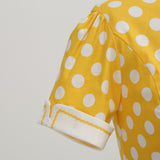 1950S Light Blue Retro Polka Dot Short Sleeve Vintage Dress