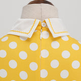 1950S Light Blue Retro Polka Dot Short Sleeve Vintage Dress