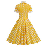 1950S Light Blue Retro Polka Dot Short Sleeve Vintage Dress