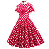 1950S Light Blue Retro Polka Dot Short Sleeve Vintage Dress