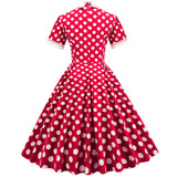 1950S Light Blue Retro Polka Dot Short Sleeve Vintage Dress