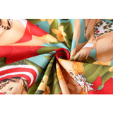 1950S Multi-Color Floral Button-Up Belted Short Sleeve Vintage Dress