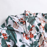 1950S Multi-Color Floral Button-Up Belted Short Sleeve Vintage Dress