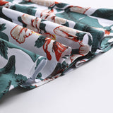 1950S Multi-Color Floral Button-Up Belted Short Sleeve Vintage Dress