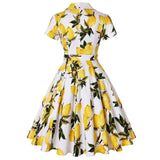 1950S Multi-Color Floral Button-Up Belted Short Sleeve Vintage Dress