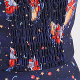 1950s Navy Blue Retro Santa Print Halter Neck Vintage Dress