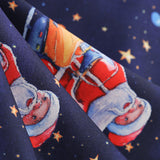 1950s Navy Blue Retro Santa Print Halter Neck Vintage Dress