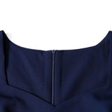 1950s Navy Blue Retro Three-Quarter Sleeve Sweetheart Neckline Vintage Dress