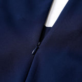 1950s Navy Blue Retro Three-Quarter Sleeve Sweetheart Neckline Vintage Dress