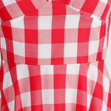1950S Pink and White Gingham Halter Neck Vintage Swing Dress