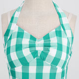 1950S Pink and White Gingham Halter Neck Vintage Swing Dress