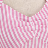 1950S Pink and White Gingham Halter Neck Vintage Swing Dress