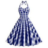 1950S Pink and White Gingham Halter Neck Vintage Swing Dress