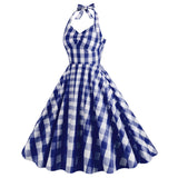 1950S Pink and White Gingham Halter Neck Vintage Swing Dress