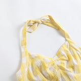 1950S Pink Plaid Halter Neck Vintage Swing Dress