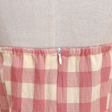 1950S Pink Plaid Halter Neck Vintage Swing Dress