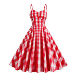 1950S Pink Retro Gingham Halter Belted Sleeveless Vintage Dress
