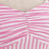 1950S Pink Retro Gingham Halter Belted Sleeveless Vintage Dress