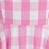 1950S Pink Retro Gingham Halter Belted Sleeveless Vintage Dress