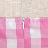 1950s Pink Retro Gingham Halter Neck Sleveless Vintage Dress