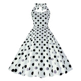1950S Pink Retro Polka Dot Halter Belted Sleeveless Vintage Dress