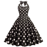 1950S Pink Retro Polka Dot Halter Belted Sleeveless Vintage Dress