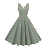 1950S Pink Scalloped Neck Sleeveless Vintage Dress