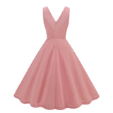 1950S Pink Scalloped Neck Sleeveless Vintage Dress