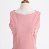 1950S Pink Sleeveless Retro Vintage Dress