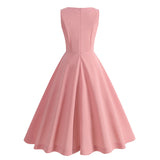 1950S Pink Sleeveless Retro Vintage Dress
