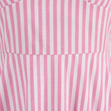 1950S Pink Striped Halter Neck Belted Vintage Dress