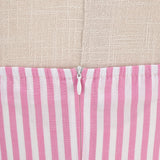 1950S Pink Striped Spaghetti Strap Sleeveless Vintage Dress