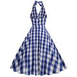 1950S Red Gingham Halter Neck Belted Vintage Dress