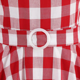 1950S Red Gingham Halter Neck Belted Vintage Dress
