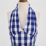 1950S Red Gingham Halter Neck Belted Vintage Dress